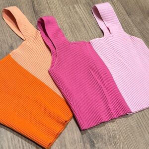 2 colorblock Ribbed Knit Tank Tops